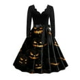 thumbnail image 2 of TIMIFIS Robe d'Halloween et d'Action de Grâce pour Femmes, Robe à Manches Longues, Citrouille, Ajourée, Fête, Décontractée, Automne/hiver s, 2 of 3