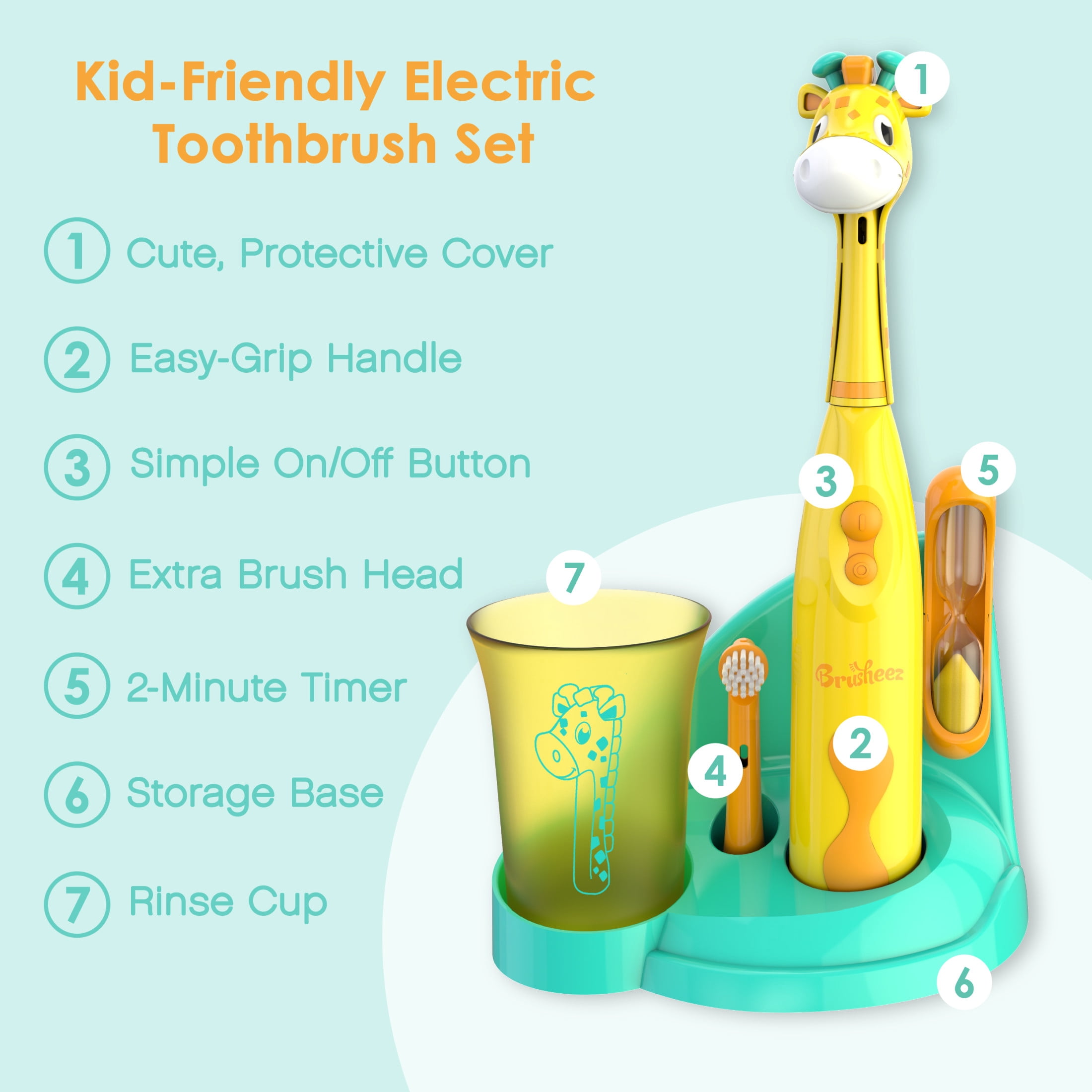 Brusheez Toddler Electric Toothbrush Set - Battery Operated - Giraffe