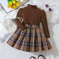 thumbnail image 6 of Sngxgn Kids Toddler Baby Girl Fall Winter Outfit Long Sleeve Pompom Shirt Sweater Top Skirt(Brown,120), 6 of 8
