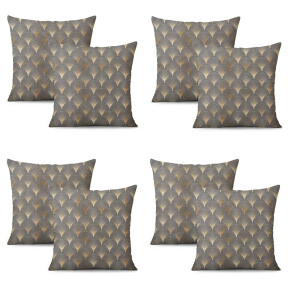 Set Of 4 Grey Bronzing Pillow Covers 18x18 Inch Linen Decorative Square Throw Pillow Covers for Living Room Sofa Couch Decoration
