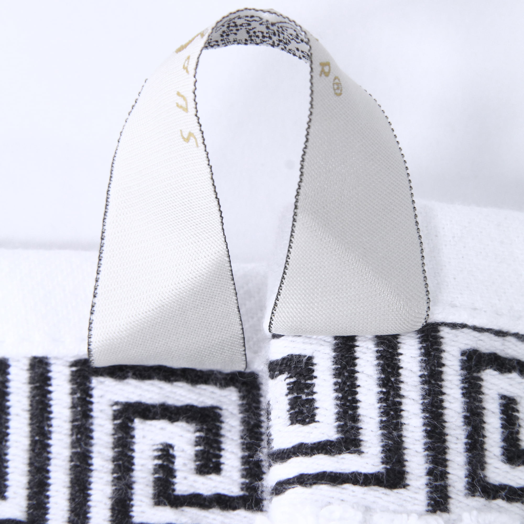 BNM Cotton Greek Scroll 3 Piece Towel Set, White/Black