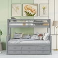 thumbnail image 2 of Tcbosik Twin over Full Size Wood Bunk Bed with Twin Trundle Bed and 3 Drawers for Bedroom, Gray, 2 of 9