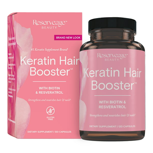Reserveage, Keratin Hair Booster, Hair and Nails Supplement, Supports  Healthy Thickness and Shine with Biotin, 120 Capsules (60 Servings) -  