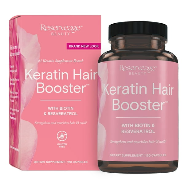Reserveage, Keratin Hair Booster, Hair and Nails Supplement, Supports Healthy Thickness and Shine with Biotin, 120 Capsules (60 Servings) - Reserveage, Keratin Hair Booster, Hair and Nails Supplement, Supports Healthy Thickness and Shine with Biotin, 120 Capsules (60 Servings) -