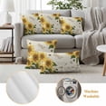 thumbnail image 3 of 2 Pack Outdoor Waterproof Throw Pillow Covers,Watercolor Sunflower Bee Dragonfly Decorative Square Patio Pillowcases for Chair Couch Sofa 16x16in, 3 of 9