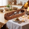 thumbnail image 6 of Hand-Woven Rectangular Rattan Look Kitchen Utensil Storage Basket, Flatware Caddy for Knives, forks and Spoons, Neat Organizer for Home Kitchen Tableware Sorting, 6 of 7