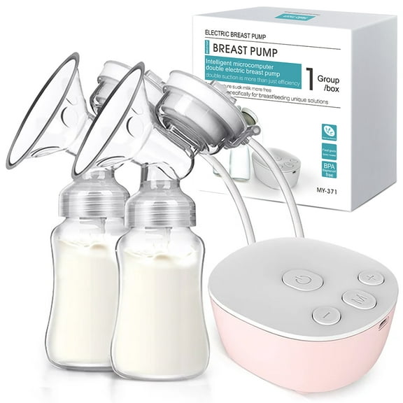 Double Electric Breast Pump, Portable Dual Breastfeeding Pump Anti-Backflow with Milk Collect Function Strong Suction 3 Modes 9 Levels, Pink
