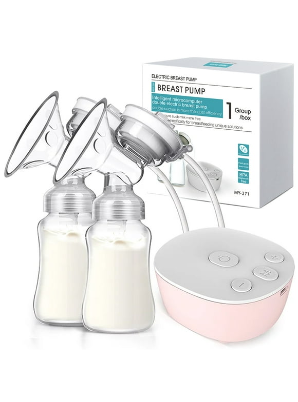 Double Electric Breast Pump, Portable Dual Breastfeeding Pump Anti-Backflow with Milk Collect Function Strong Suction 3 Modes 9 Levels, Pink