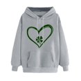 thumbnail image 1 of Plebaso Chandails en Molleton à Capuche pour Femmes pour la Saint-Patrick, Manches Longues, Imprimé Trèfle, 1 of 5