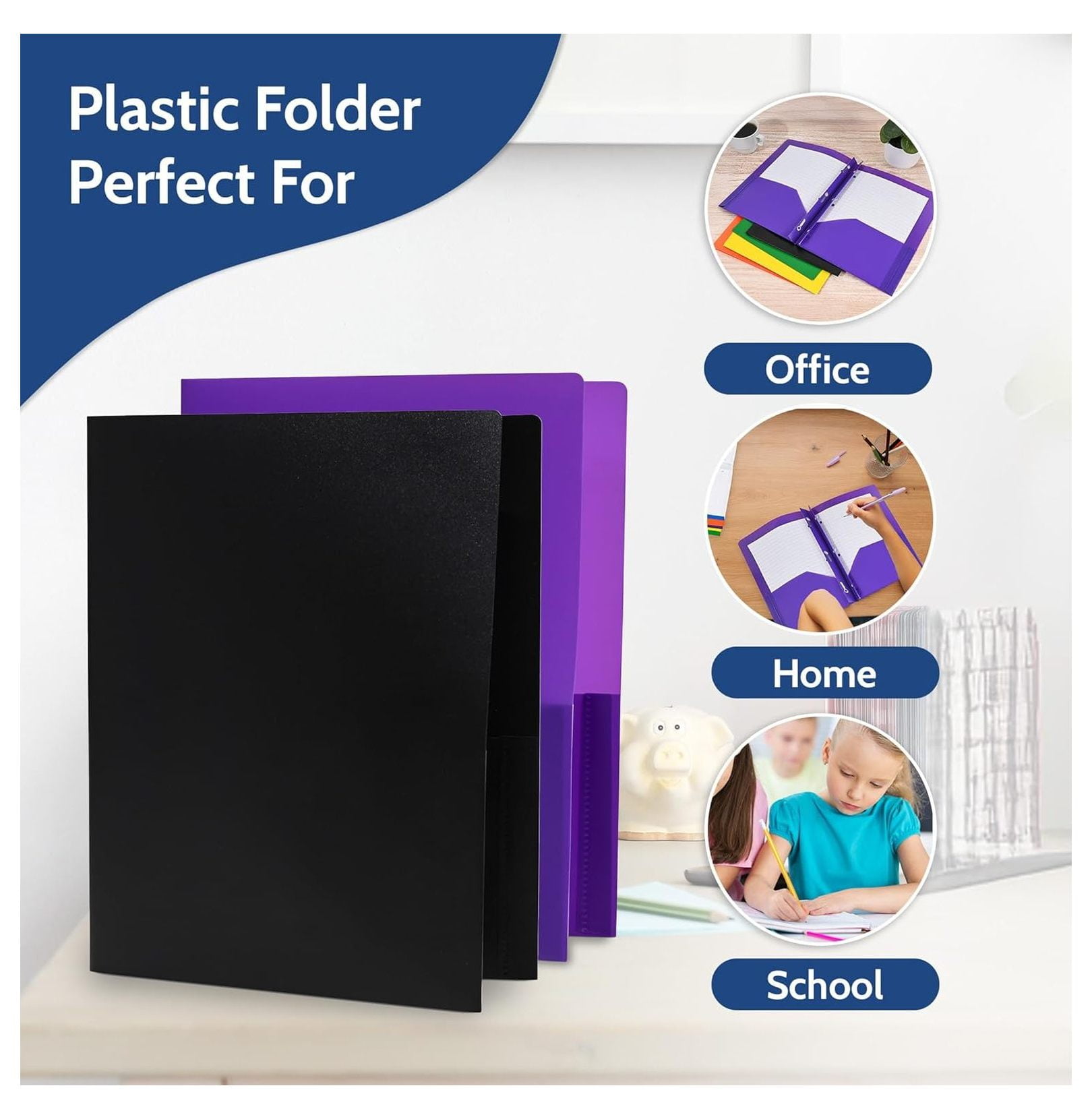 Yellow Folders with Pockets 24 Pack. 2 Pocket Folder no Prongs. Tear-Resistant, Waterproof Letter Size 8.5x11. Heavy Duty Plastic Presentation Ready School and Office Supplies