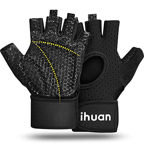 ihuan New Weight Lifting Gym Workout Gloves Men & Women Great for Weightlifting Partial Glove Just for The Calluses Spots Fitness… Exercise Training 