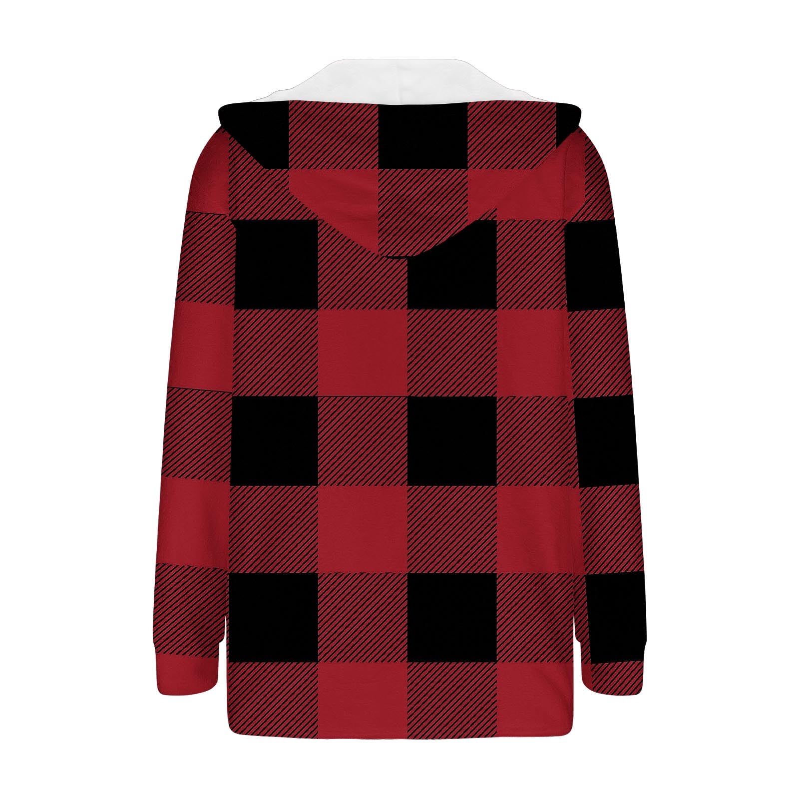 Sherpa Fleece Coat for Women Warm Shaggy Faux Shearling Hooded Cardigan Jacket with Pockets Christmas Winter Clothes (XL, Red-Plaid)
