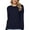 Bleu Marine, variante sur LANPULUX Chandail pour Femmes en Laine Mérinos 100 Pure à Manches Longues, Col Roulé, Col Rond, Haut pour Femme, Chandail pour Femme