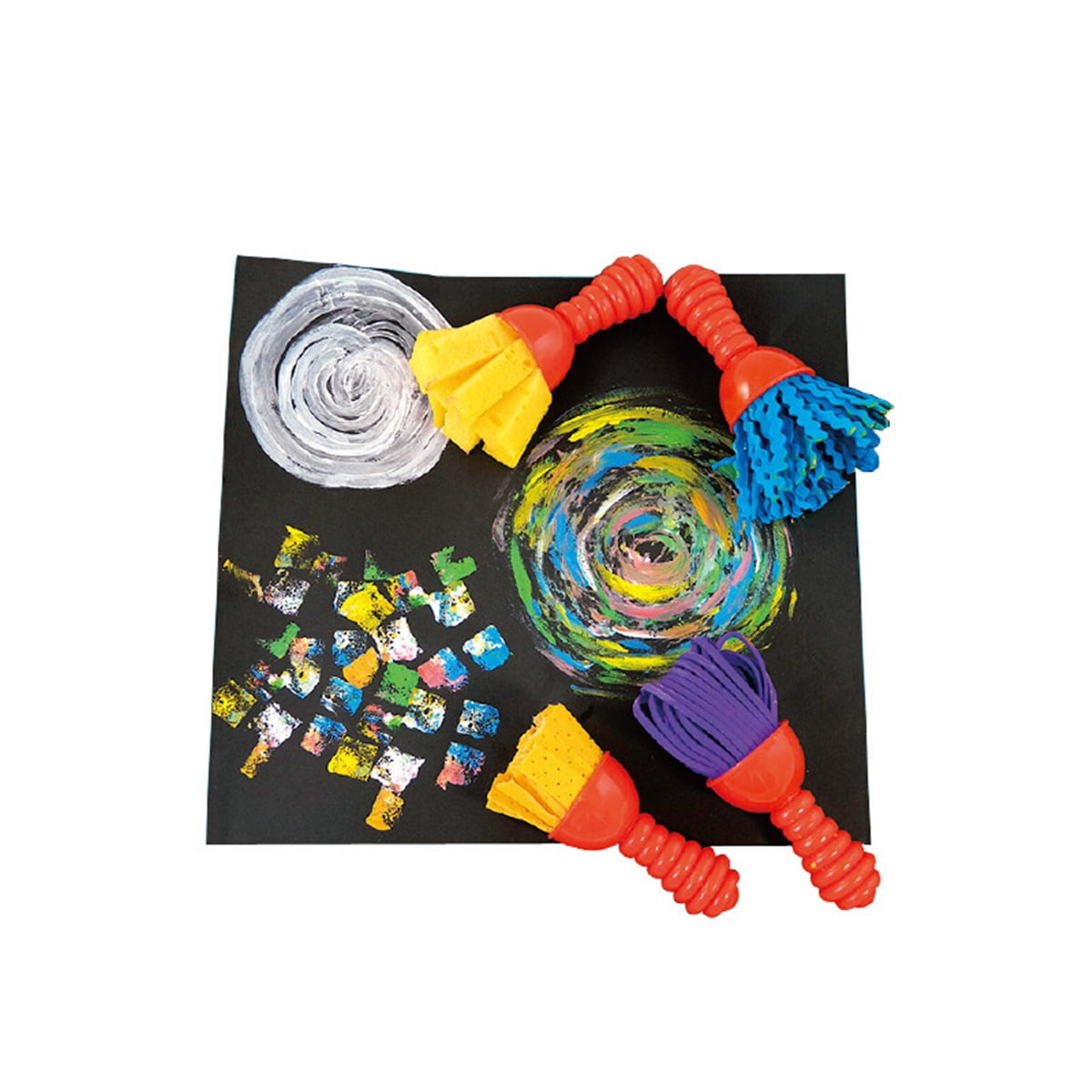 2 Set extured Art Tools - Set of 4 - Jumbo Paint Brushes for Toddlers and Kids - DIY Patterns and Effects, Plastic, Multicolor