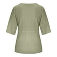 thumbnail image 3 of Blusa de manga media con cuello redondo lisa y casual para mujer: top de poliéster transpirable para el día a día o el trabajo, ligero y resistente a las arrugas, 3 of 5