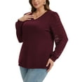 thumbnail image 2 of Daystry Womens Plus Size Long Sleeve Lace Tops Waffle Knit V-Neck Business Casual Loose Blouses Tee, 2 of 8