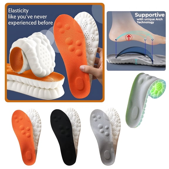 XIRQI 4 Pair Steppers Insoles for Men/Women, Steppers Massage Insoles, 4D Soft Memory Foam Cushioning Sports Cloud Insoles for Men