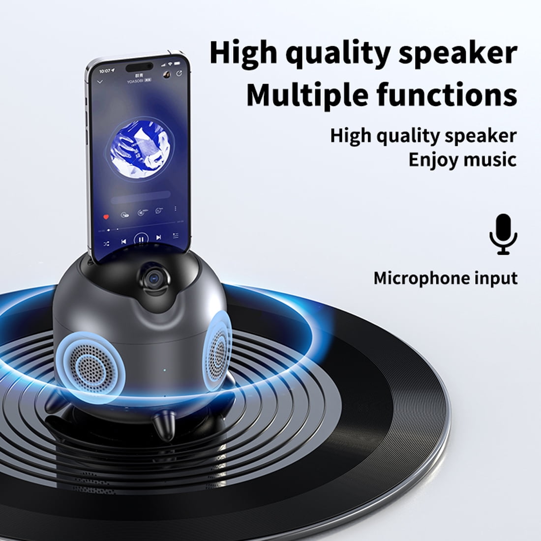 360° Auto Face Tracking Tripod with Gesture Control, Auto Tracking Phone Holder with Bluetooth Speaker function for  Video, Vlog, Live Stream.