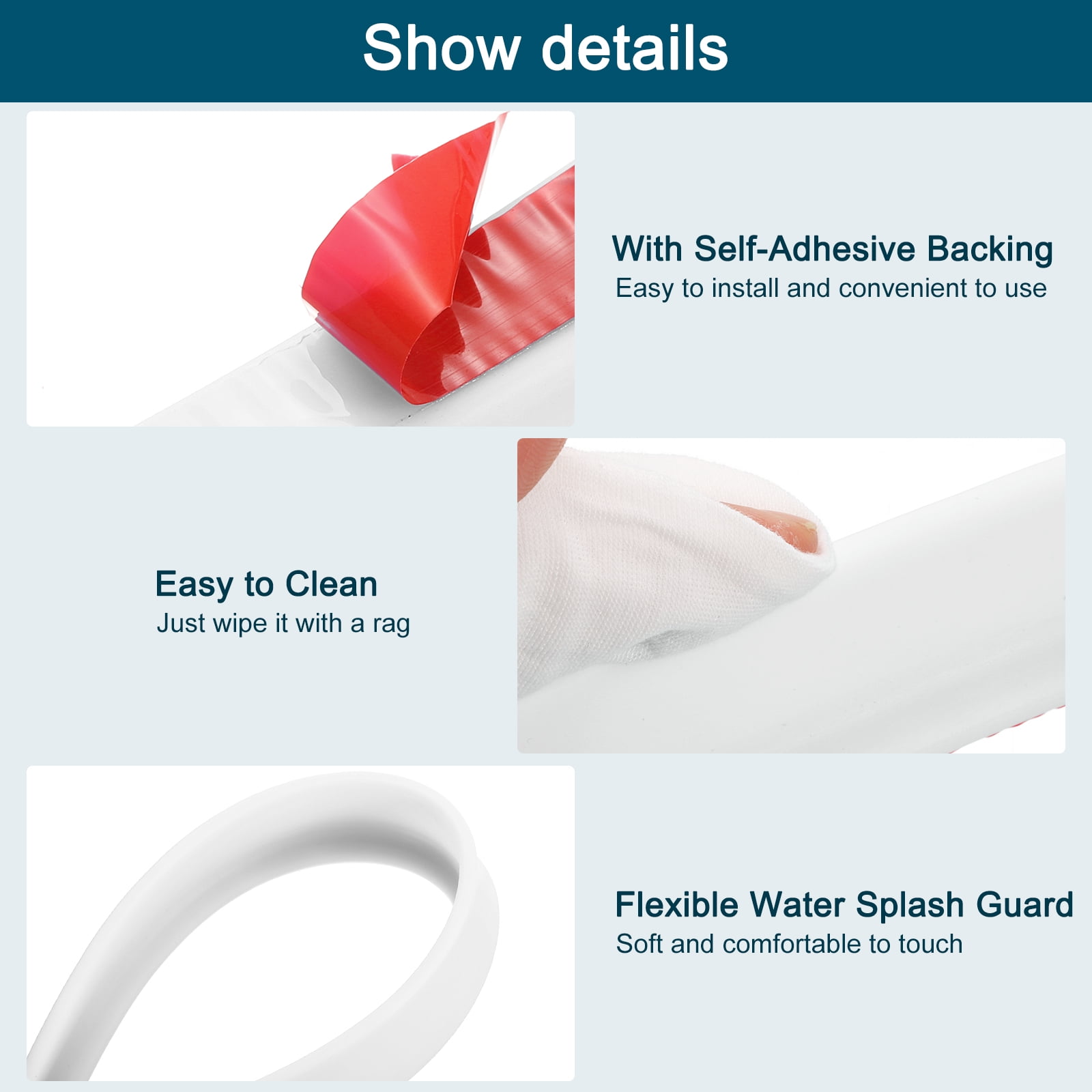 REGALWOVEN Collapsible Shower Barrier Stopper Water Splash Guard Blocker for Bathroom Kitchen White 79"Lx0.6"Wx1.2"H