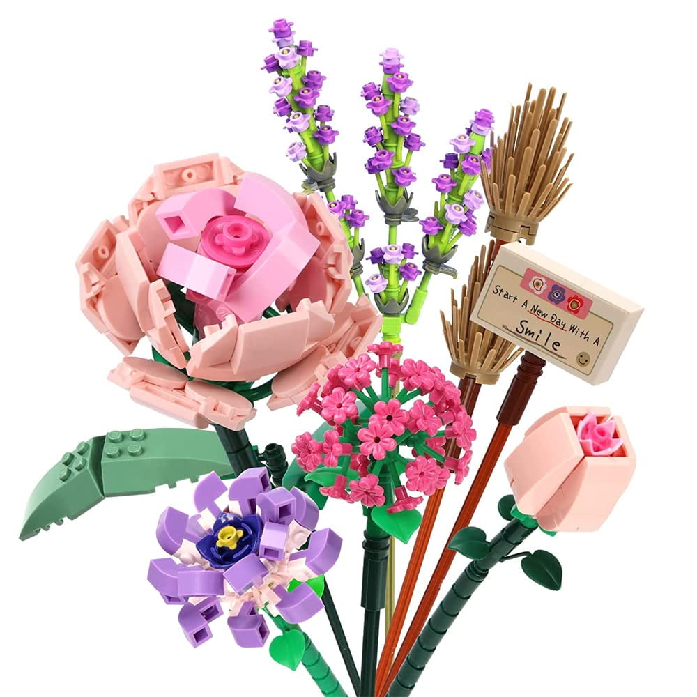 Flower Bouquet 2021, Mini Rose Building Block Sets for Women Artificial ...