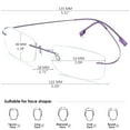 thumbnail image 2 of KOOSUFA Rimless Titanium Reading Glasses +1.50 Super Lightweight Eyeglasses Readers Frameless Eyewear for Men Women Purple, 2 of 7
