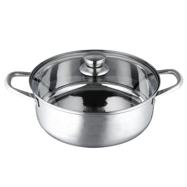 Thickened Double Bottom Stainless Steel Hot Pot, Even Heating Thermal Pot with Lid, Suitable for Home and Commercial Use, Compatible with Induction Cooktops, for Efficient