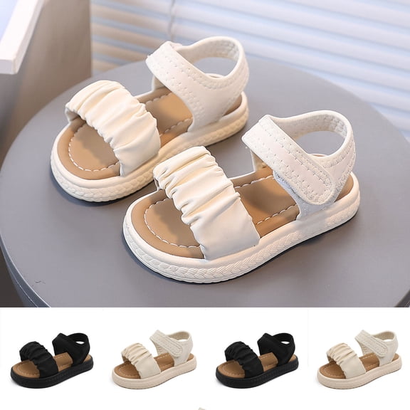 SROBPTY Toddler Girls Sandals Open Toe Ankle Strap Summer Open Toe Flat Shoes for 3-10 Years