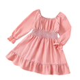 thumbnail image 3 of Abcomgle Girls Long Sleeve Dresses 10-12 Pleated Smocked Lantern Sleeve Midi Dress Casual Square Neck A-Line Sundress Trendy Flowy Tiered Boho Dresses, 3 of 7