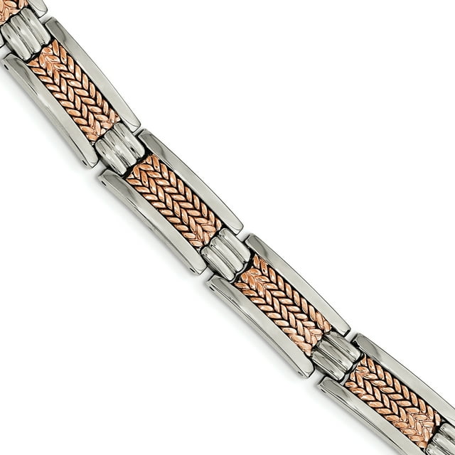 Bracelet en Acier Inoxydable Poli Rose Plaqué IP 8.5 Po