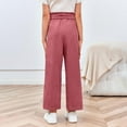 thumbnail image 4 of Delliss Girls Wide Leg Pants Kids High Waisted Loose Fit Comfy Belted Lounge Trousers with Pockets 4-13Years, 4 of 7