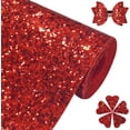 thumbnail image 3 of Greatdiy Rollo de tela con purpurina gruesa de color rojo brillante, 12.0 x 52.0 in, piel sintética de color sólido brillante para Cricut, pendientes, llaveros (17032#5), 3 of 4