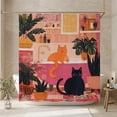 thumbnail image 2 of BSHAPPLUS® Funny Boho Cat Shower Curtain,72" x 72" Maximalist Black Orange Cat in Bathtub with Tropical Plants, Waterproof Fabric with 12 Hooks, Colorful Funky Cat Lover Bathroom Decor, 2 of 8