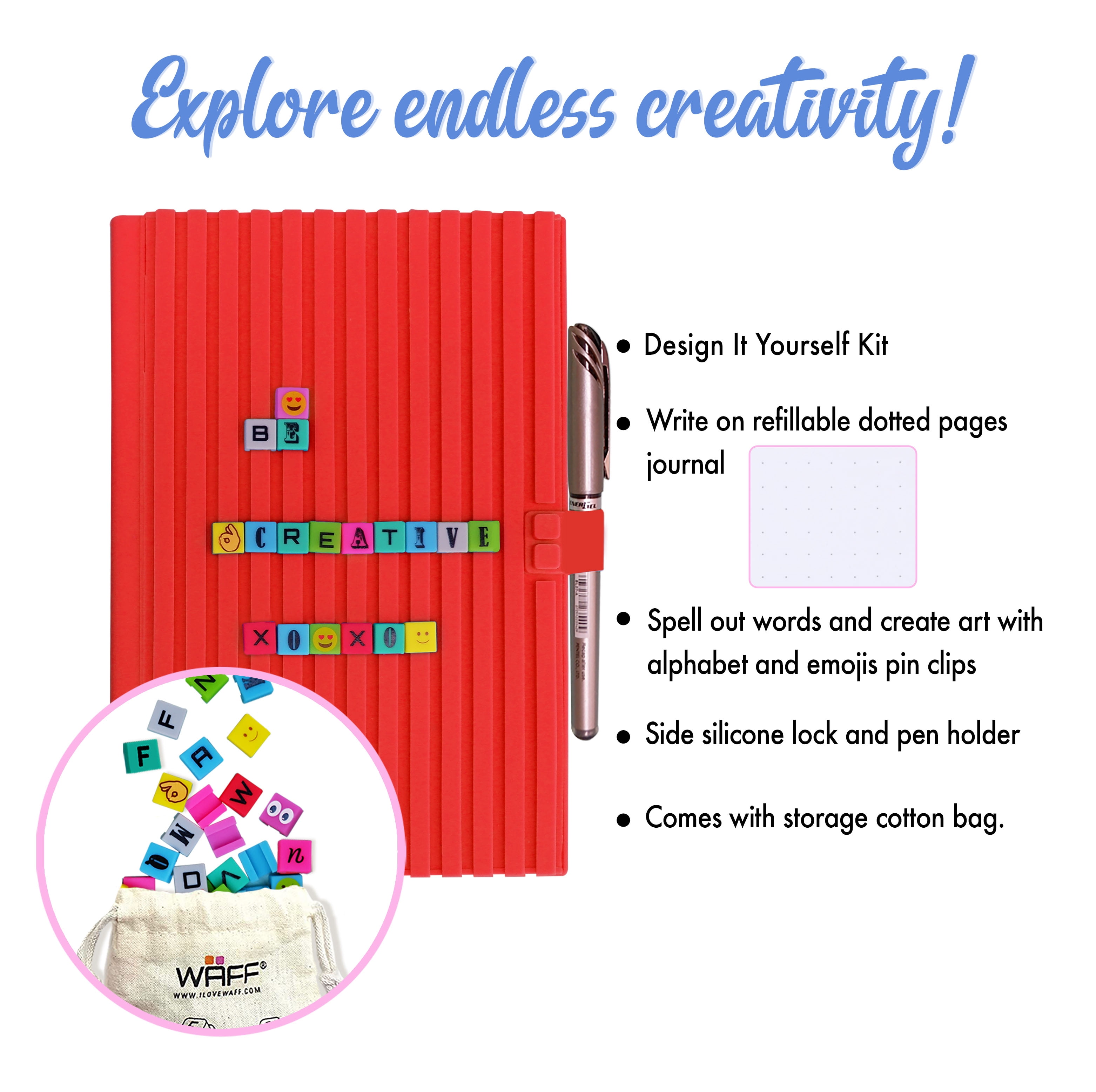 WAFF Red Writing Notebooks for Work Journal for Women 200 Paper Pages 5.75 x4 inch Cute Notebook