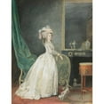 thumbnail image 2 of Nicolas Lavreince 20x24 Gold Ornate Framed and Double Matted Museum Art Print Titled - A Lady Standing in an Interior, Preparing to Go Out with Her Dog, 2 of 4