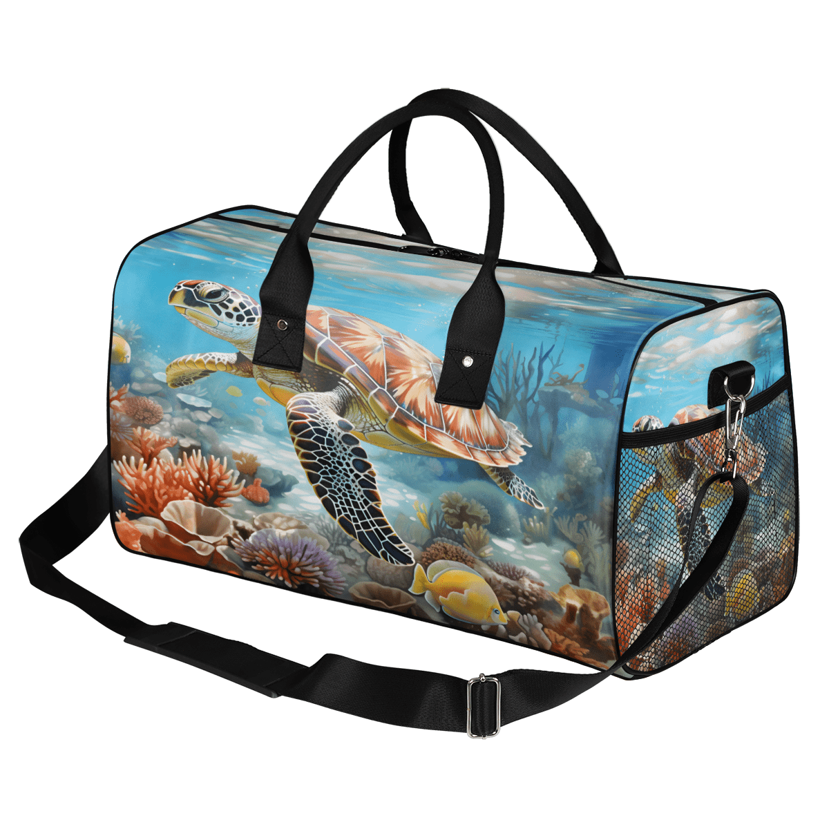 Herdesigns Ocean Sea Turtle Gym Duffle Bag for Men Women, Travel Sports Bag Waterproof Lightweight Weekend Carry On Tote