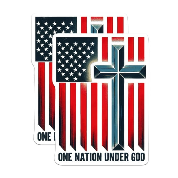 (2 Pack) One Nation Under God American Flag USA Patriotic Magnets - 5" On Longest Side - Premium Magnet - for Cars, Refrigerators, Toolboxes, Lockers - Made in USA - MAG0606