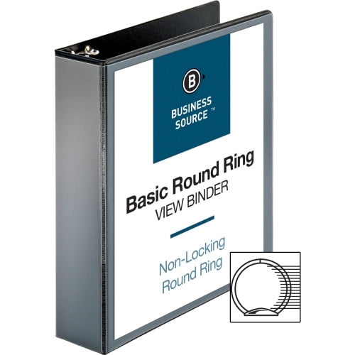 Business Source Round-ring View Binder 2' Binder Capacity - Letter - 8 1/2' x 11' Sheet Size - 475 Sheet Capacity - Round Ring Fastener(s) - 2 Internal Pocket(s) - Polypropylene - Black - Wrinkle-free