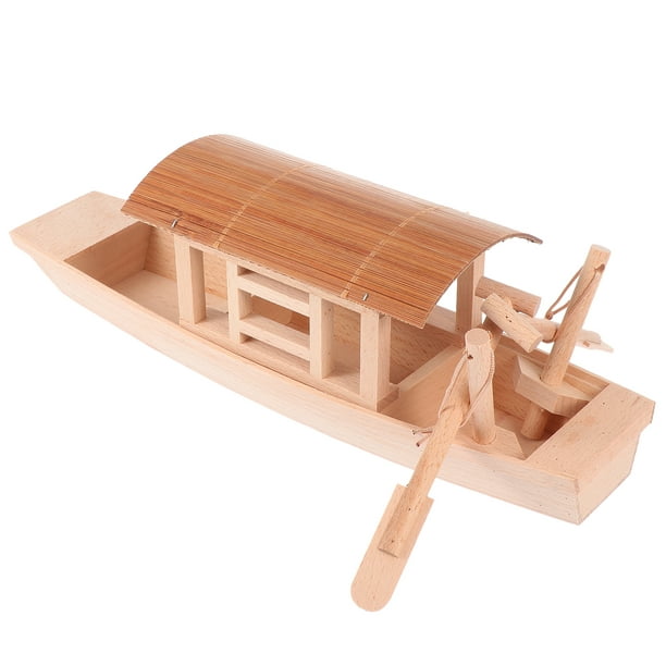1Pc Wooden Mini Boat Model Small Wooden Fishing Boat Small Model