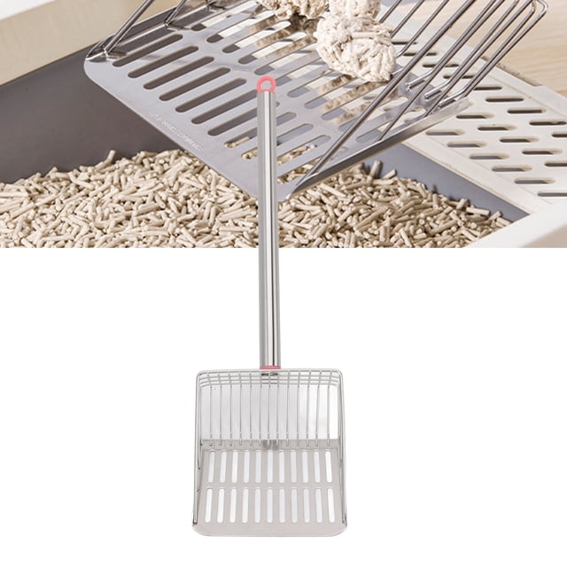 Stainless Steel Chicken Poop Scooper Long Handle Slat Litter Sifting Shovel for Pet Cleaning