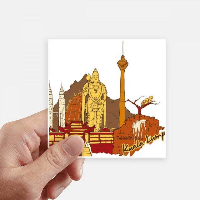 Malaysia Kuala Lumpur Watercolor Sticker Square Waterproof Stickers Wallpaper Car Decal