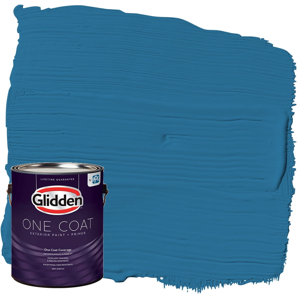 Glidden One Coat Exterior Paint and Primer, Blue Oasis / Blue, 1 Gallon