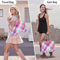 thumbnail image 3 of Large Capacity Tote Bag,Multi Color Plaid Checkered Pattern Handbag Fashion Luxury Tote Bag,15.7"x13"x 5.1" Inches,Laptop Compatible, 3 of 3