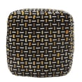 thumbnail image 3 of LR Home Medium Embroidered Geometric Indoor Square Pouf, Black/Yellow, 16" x 16" x 16", 3 of 7