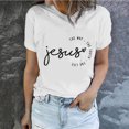 thumbnail image 1 of Daisyyozoid Nouvelles Arrivées Hauts pour Femmes Joyeuses Pâques Lettrage Imprimé Col Rond Manches Courtes Haut Manches Courtes Col Rond Chemise, 1 of 5