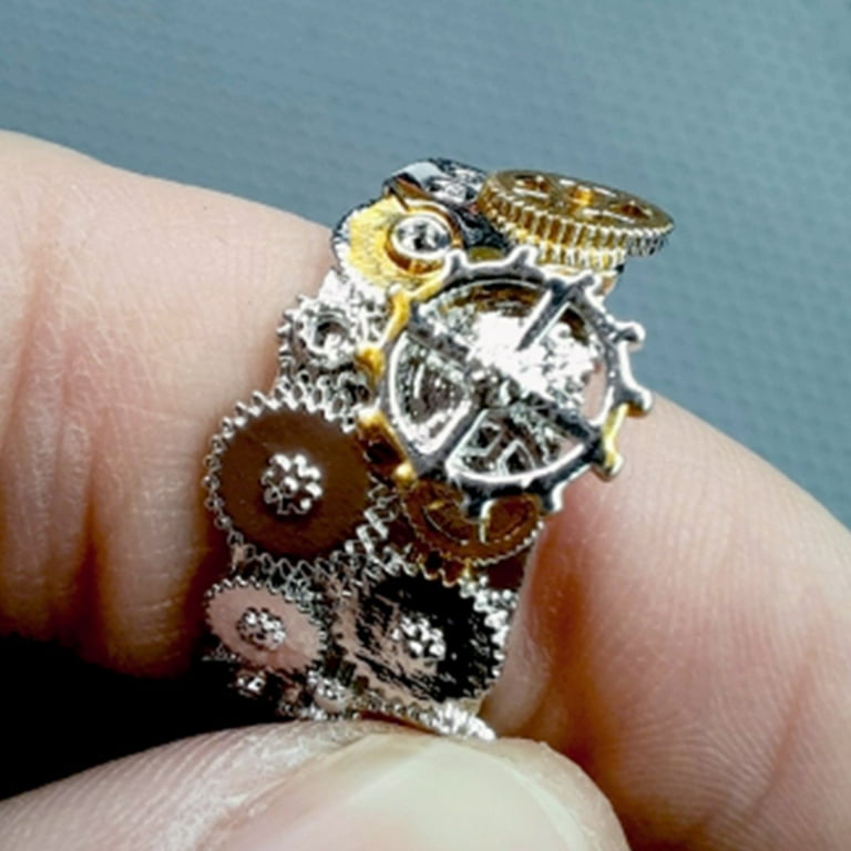 Jewelry Ring Geometric Shape Decorative Vintage Clockwork Gear
