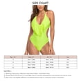 thumbnail image 4 of Traje de baño de una pieza para mujer con cintura expuesta, talla M Traje de baño con borlas y cuello halter en amarillo fluorescente, 4 of 6