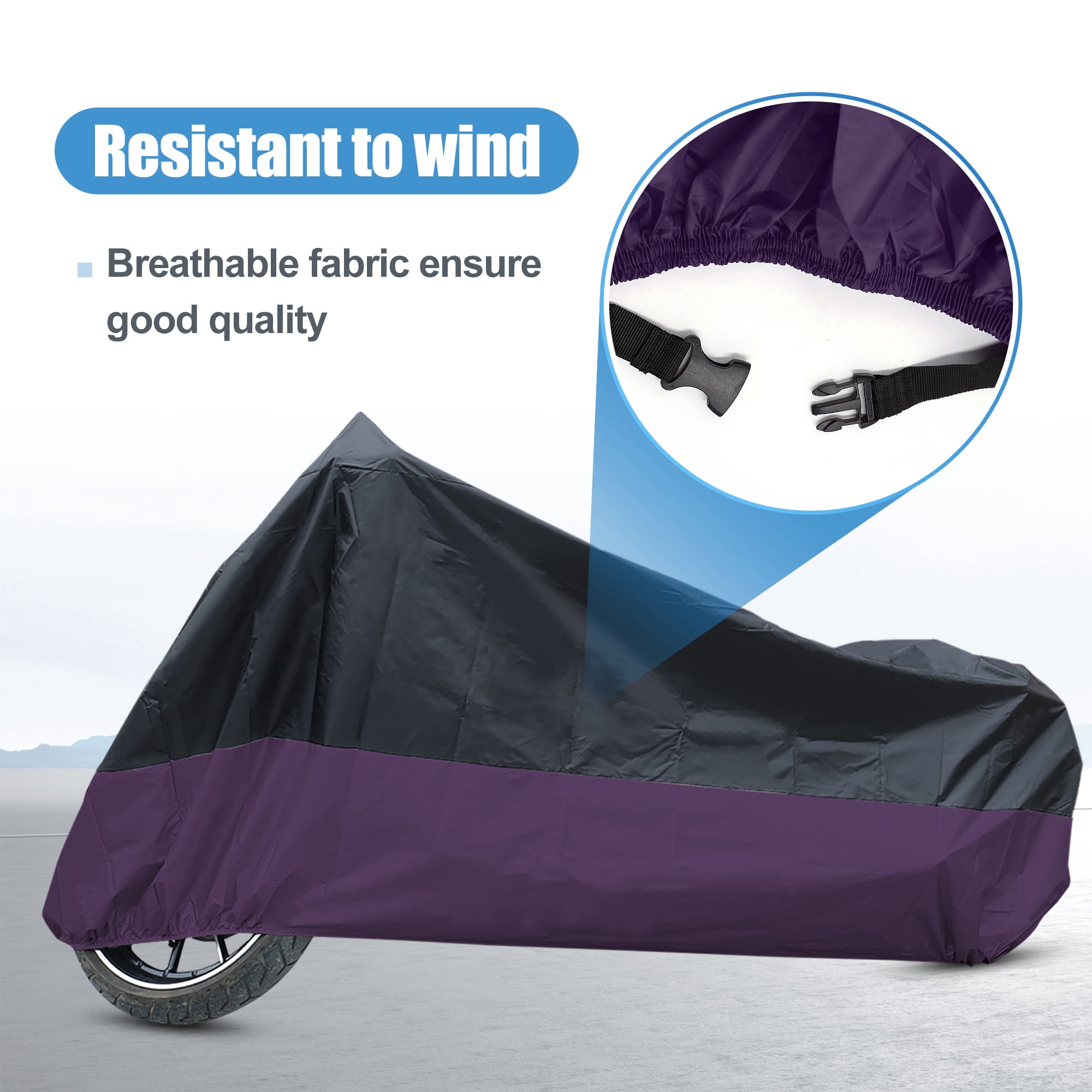 Unique Bargains 180T Motorcycle Cover Protector Rain Dust UV Proof Black Purple XXL