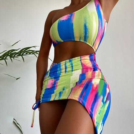 

Finelylove Swimsuit Women Padded Sport Bra Style Bikini Multi-color L