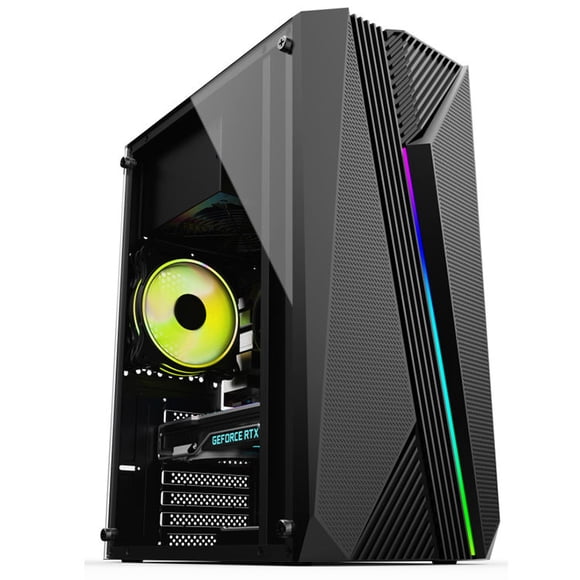 Lighted ATX computer black case