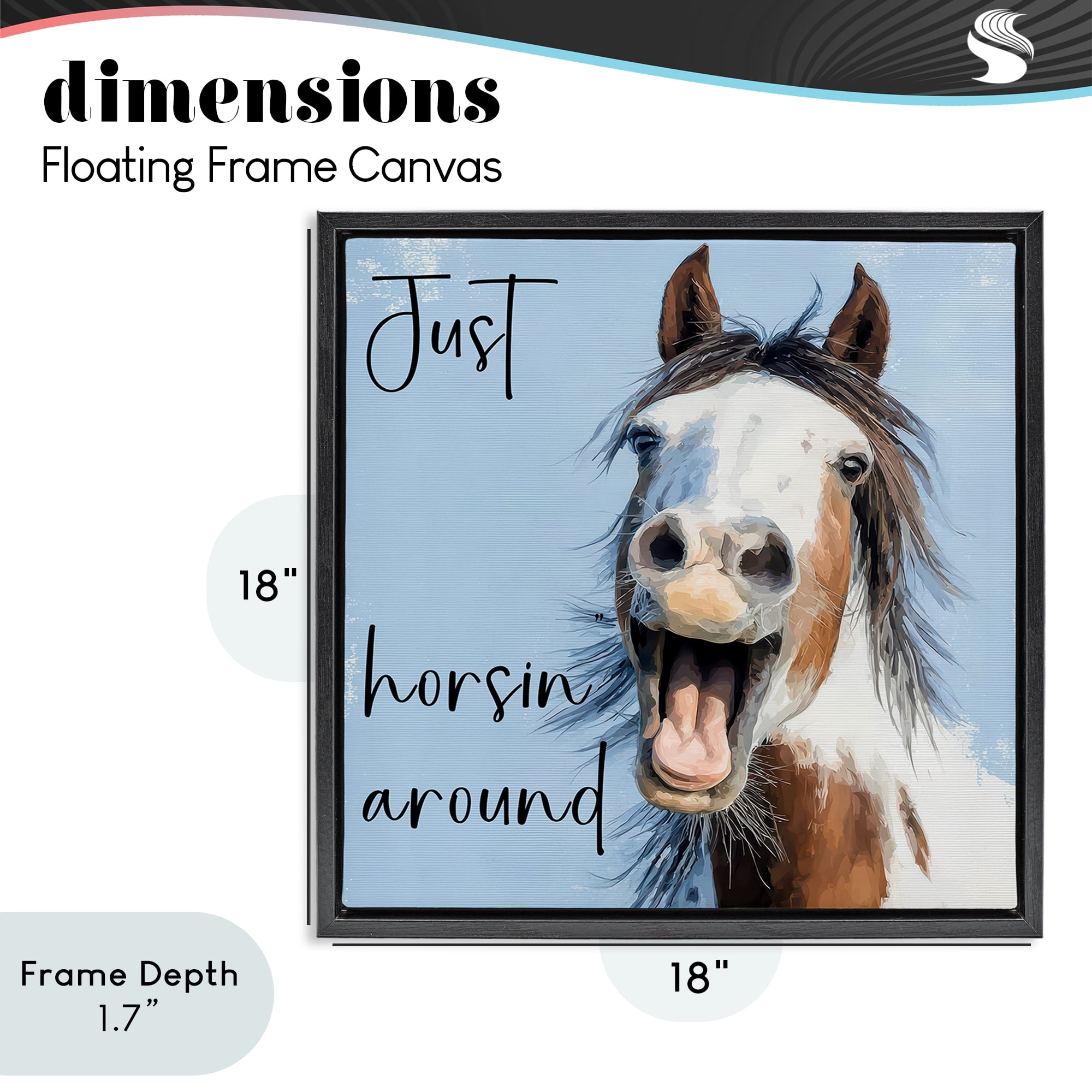 Stupell Industries Just Horsin' Around Black Framed Floater Canvas Wall Art, design by Kim Curinga